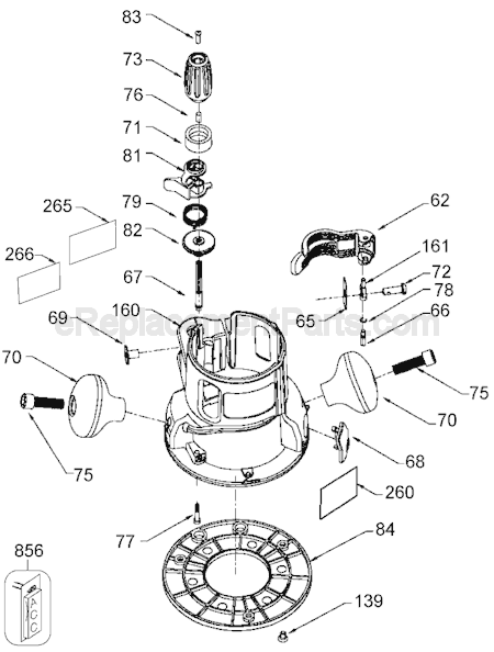 Page B Diagram and Parts List for 893 Type 2 Porter Cable Router